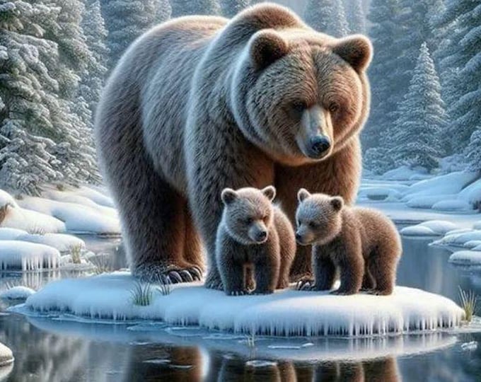 Cross Stitch Needlework Embroidery Kits | Bears (printed canvas)