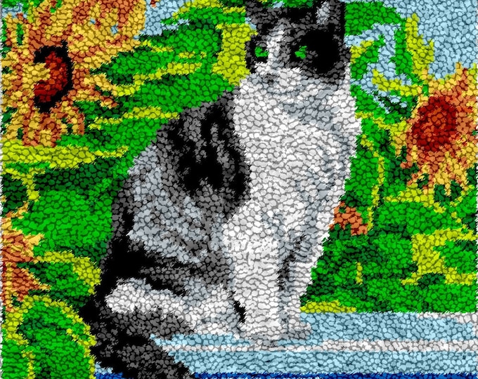 Rug Making Latch Hooking Kit | Cat in Garden