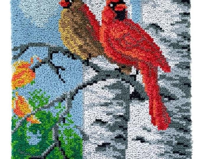 Rug Making Latch Hooking Kit | Two Cardinals (52 x 38 cm)