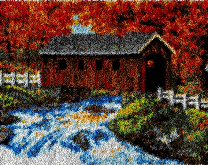 Rug Making Latch Hooking Kit | Covered Bridge Fall