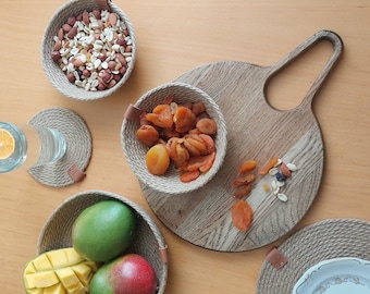 Black oiled Oak cutting board with handle, wood serving board 12’’, Modern Cutting Board with Handle, Snack Board, Wedding Gift