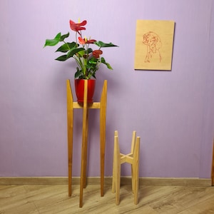 Pflanzenhalter-minimalistisches Design, moderner Vintage-Blumenständer, Innenpflanzer, Hauspflanzenständer, Blumentopfständer aus Holz, moderner Holzständer