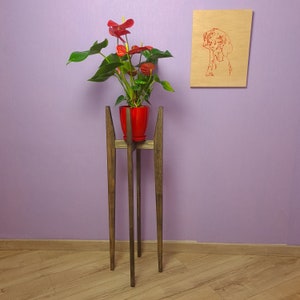 Blumentopfständer, Modern-Retro-Blumentopf, Zimmerpflanzenhalter, Zimmerpflanze, Holztopfständer, alter Holzständer