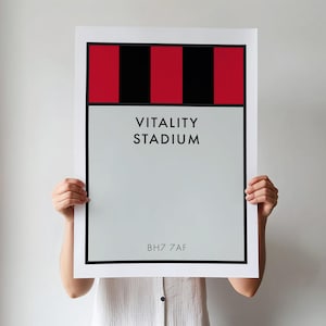 Stampa del Vitality Stadium / Quadro da parete dell'AFC Bournemouth / Regalo per i tifosi dei Cherries / Poster sportivo del Bournemouth