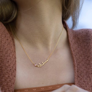 Dainty Name Necklace Gold Birthstone, 925 Sterling Silver Birthstone Jewelry, Gift for Her, Dainty necklace, Custom Name Necklace Birthstone