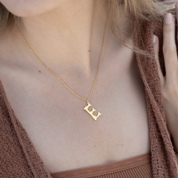 Stamped Letter Necklace -Small main image 0