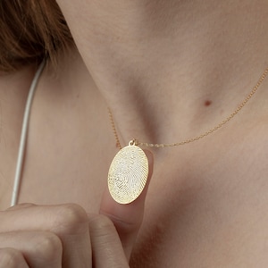 Actual Fingerprint Necklace, MEMORIAL NECKLACE, Engraved Fingerprint Handwriting Jewelry, Custom Heart Charm, Personalized Gift