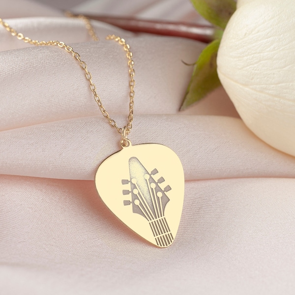 Collier de guitare personnalisé Dainty, bijoux de musique personnalisés, pendentif de guitare électrique, cadeau de musique, cadeau de joueur de guitare, cadeau de guitariste