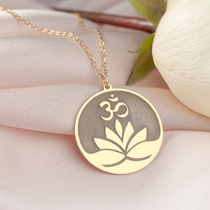Dainty Custom Lotus Flower Necklace, Yoga Necklace, Breathe Necklace Pendant, Meditation Necklace, Silver Om Necklace, Spiritual Necklace