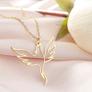 Dainty Phoenix Necklace, Dragon Pendant, Phoenix Charm, Phoenix Rising, Phoenix Jewelry, Firebird Necklace, Bird Jewelry, Eagle Necklace