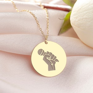 Dainty Custom Microphone Necklace, Personalized Microphone Pendant, Singer Gift, Musician Gift, Singer Jewelry, DJ Gift, Music Lovers Gift