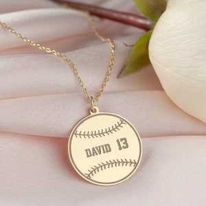 Dainty Custom Baseball Necklace, Personalized Baseball Pendant, Baseball Jewelry, Baseball Mom Gift, Sports Jewelry, Softball Jewelry Gifts