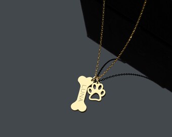 Dog Memorial Gift, Custom Dog Necklace,  Personalized Dog Paw Necklace, Animal Pet Memorial Gift, Dog Charm Necklace, Gift for Her Pet Loss