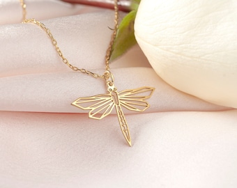 Dainty Sterling Silver Dragonfly Necklace, Nature Jewelry