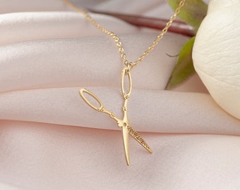 Dainty Scissor Necklace, Hairdresser Gift, Hairstylist Pendant, Stylist Necklace,  Cosmetologist Pendant, Sewing Jewelry, Lesbian Necklace