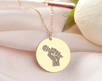 Dainty Custom Microphone Necklace, Personalized Microphone Pendant, Singer Gift, Musician Gift, Singer Jewelry, DJ Gift, Music Lovers Gift