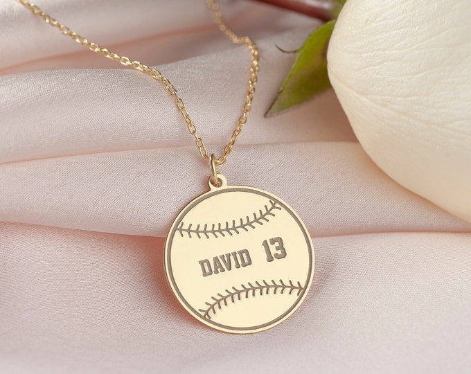 Dainty Custom Baseball Necklace, Personalized Baseball Pendant, Baseball Jewelry, Baseball Mom Gift, Sports Jewelry, Softball Jewelry Gifts