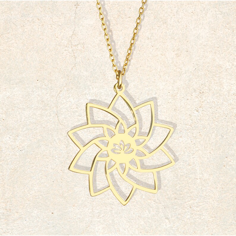Lotus Flower Necklace, Yoga Necklace, Breathe Necklace Pendant
