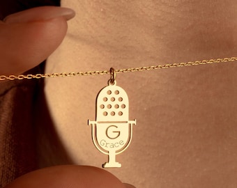 Sterling Silver Microphone Necklace – Music Lover, Singer Jewelry