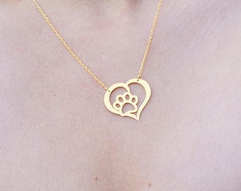 Sterling Silver Paw Print Necklace, Pet Memorial Jewelry