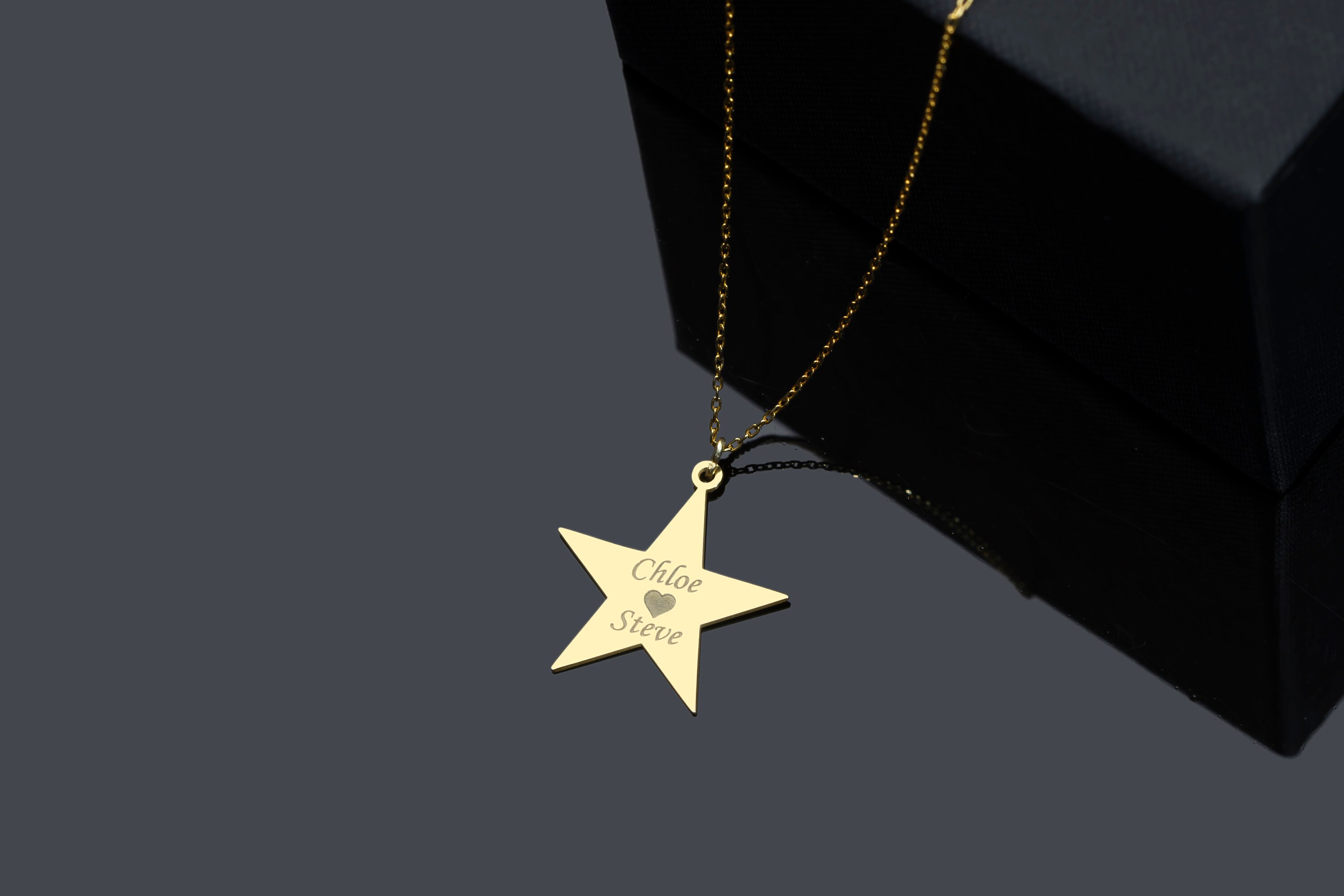 Personalized Star Pendant Necklace, Custom Engraved - 925 Sterling Silver Name, Date, Text, Logo, Saying, Birthday Gifts, Gifts For Mom