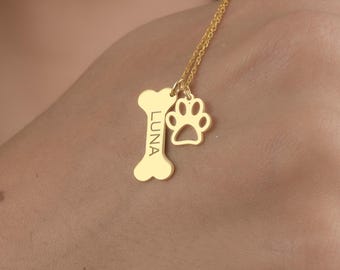 Custom Dog Memorial Necklace, Personalized Paw Print, Sterling Silver