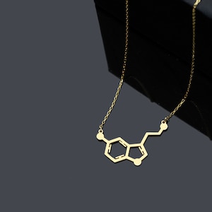 Colgante de collar de serotonina, collar molecular, regalo para ella, collar de felicidad, joyería científica, colgante de química, regalo de química