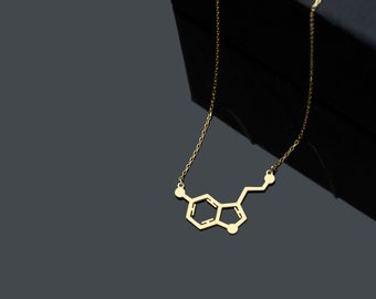 Serotonin Necklace Pendant, Molecular Necklace, Gift for Her, Happiness Necklace, Science Jewelry, Chemistry Pendant, Chemistry Gift