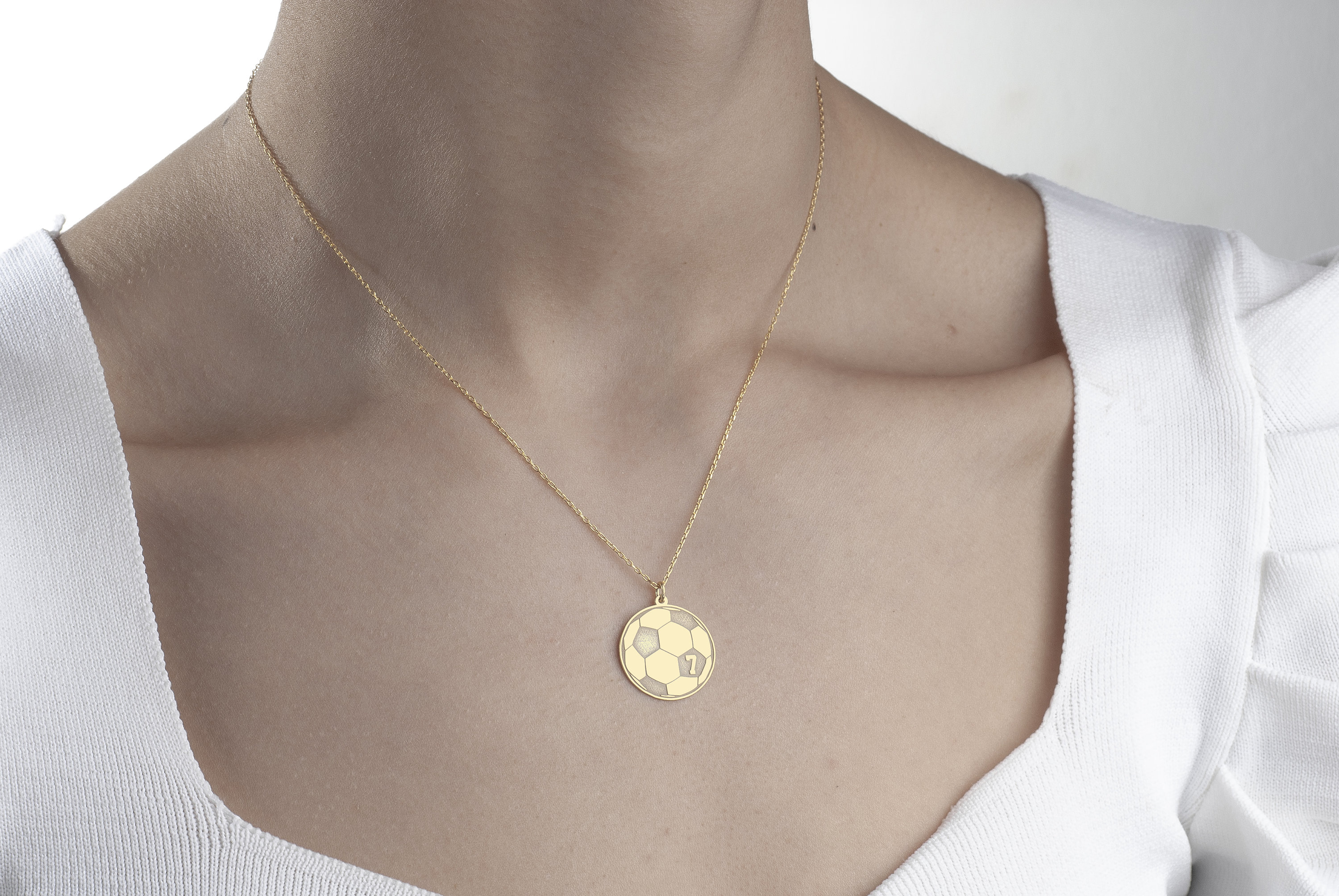 U7 Soccer Ball Necklace Gold Soccer Pendants Sports Necklace For Men, Gold Chain Necklace With Soccer Trendy Sport Fan Gift