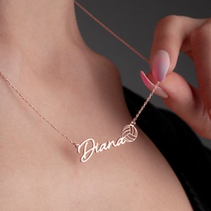 Custom Volleyball Name Necklace, Personalized Volleyball Pendant, Volleyball Jewelry, Sports Jewelry, Name Necklace, Volleyball Mom Gift