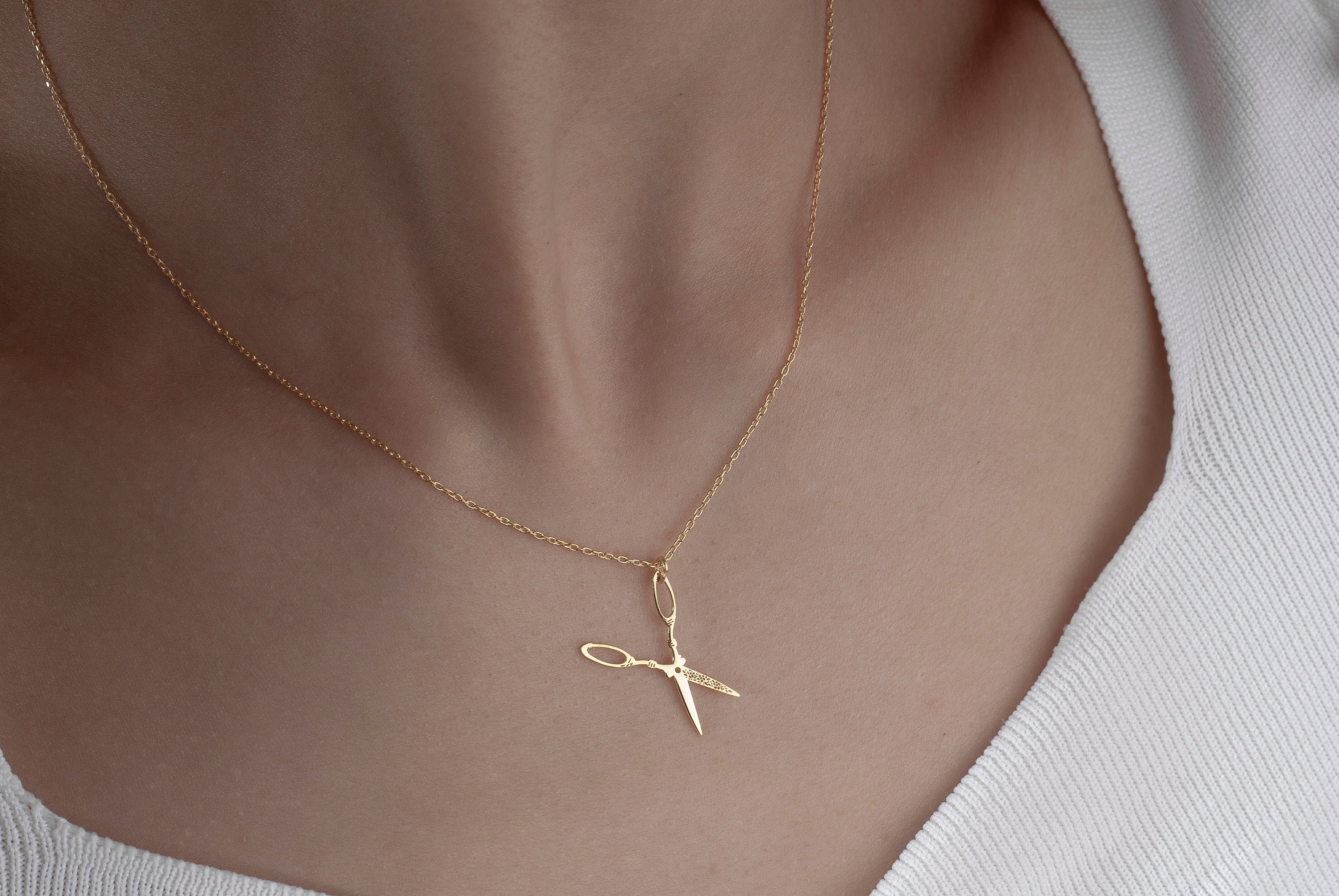 hanessa regalo per Natale da donna gioielli collana in argento con forbici del pendente placcato argento per la fidanzata/Donna/friseurin