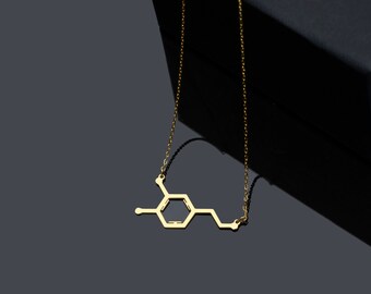 Sterling Silver Dopamine Molecule Necklace, Science Jewelry Gift