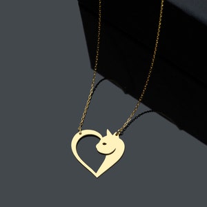 Heart Necklace, Cat Lover Gift, Sterling Silver, Heart Necklace, Animal Necklace ,Cat Necklace Gold, Jewelry For Women, Necklace for Girls