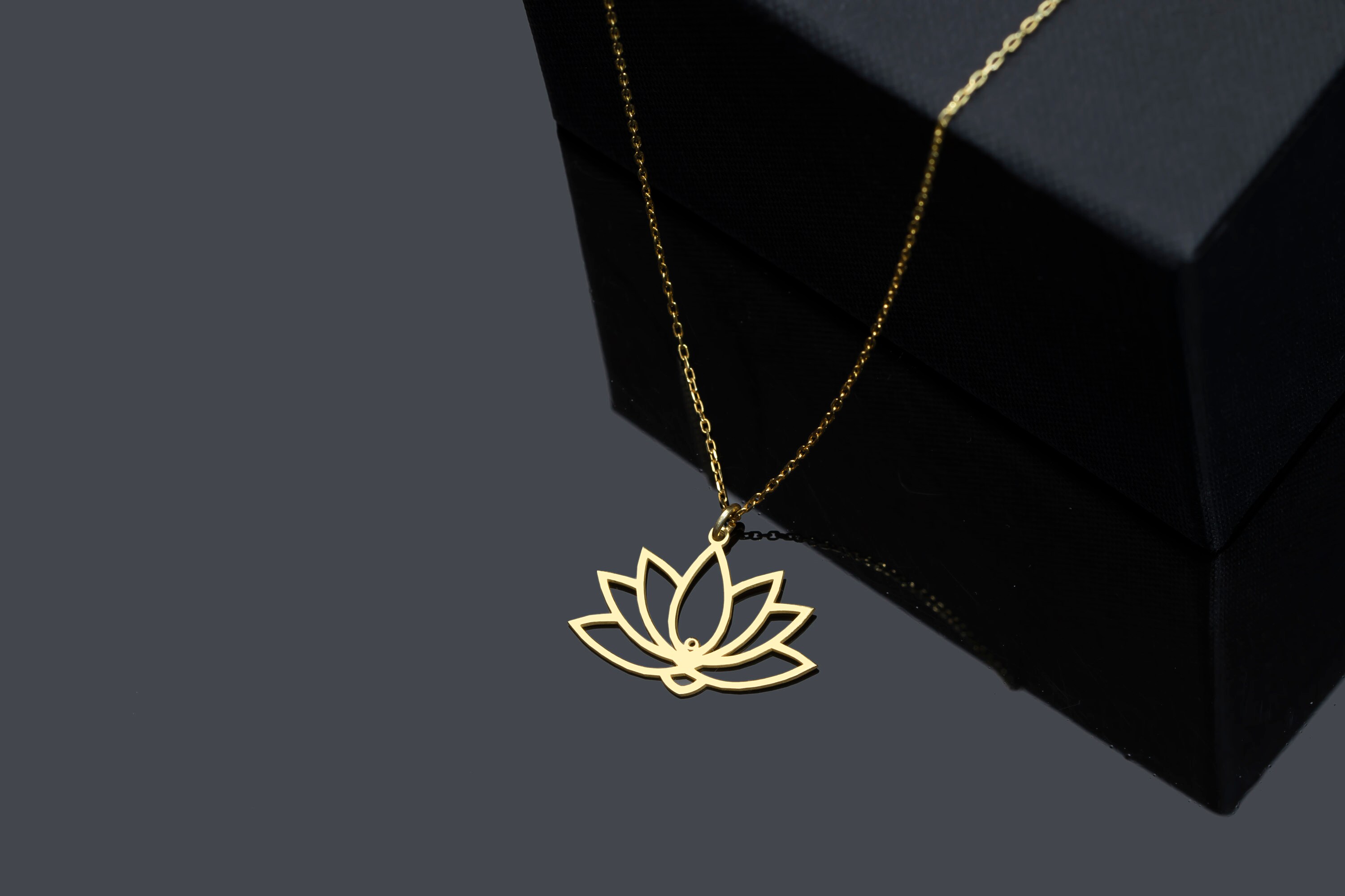 Lotus Flower Necklace Gold, Yoga Necklace, Breathe Necklace Pendant