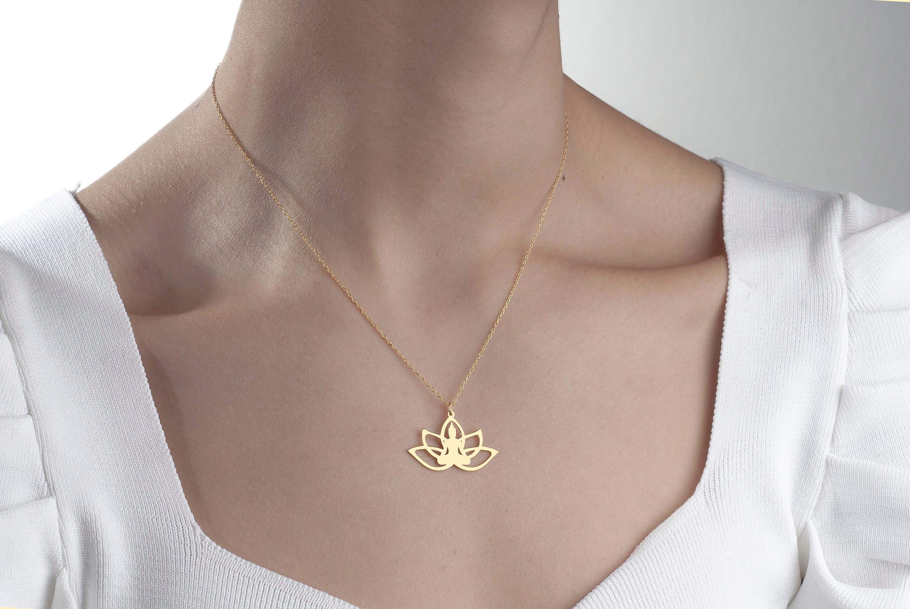 Sacred Lotus Emblem - The Nevermore yoga Pendant Necklace sterling silver
