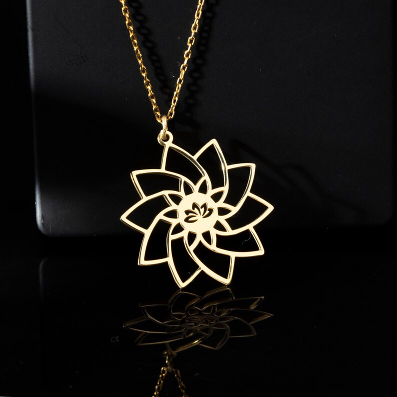 Lotus Flower Necklace, Yoga Necklace, Breathe Necklace Pendant