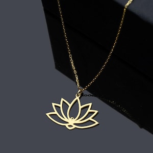 Sterling Silver Lotus Flower Necklace, Ohm Yoga Pendant