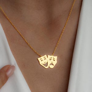 Drama Mask Necklace, Comedy and Tragedy Theater Pendant, Theater Lover Gift, Greek Drama Jewelry, Acting Symbol Necklace
