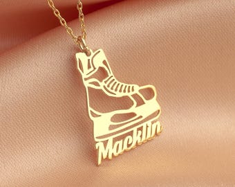 Custom Ice Hockey Skate Necklace – Personalized Sterling Silver Sports Jewelry