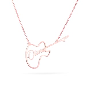Dainty Custom Guitar Necklace, Personalized Music Jewelry, Electric Guitar Pendant, Music Gift, Guitar Player Gift, Guitarist Gift