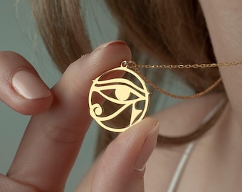 Sterling Silver Eye of Horus Necklace, Spiritual Ra Jewelry