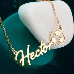 Sterling Silver Soccer Name Necklace, Personalized Football Pendant