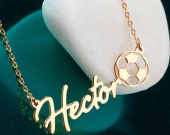 Sterling Silber Fußball Name Halskette, personalisierte Fußball Anhänger