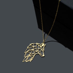 Wolf Necklace Sterling Silver, Wolf Head Pendant, Gift for Her, Gift For Him, Geometric Necklace, Origami Jewelry, Birthday Gift