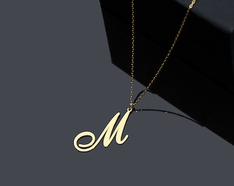 Initial Necklace, Letter Necklace-Gold Letter Necklace-Sideways Necklace-Wife Gifts-Gifts For Mom-Gift For Her-Dainty Letter Necklace-Custom