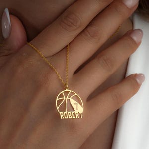 Personalized Basketball Necklace - Custom Name & Jersey Number Pendant - Sports Jewelry Gift for Boys and Athletes