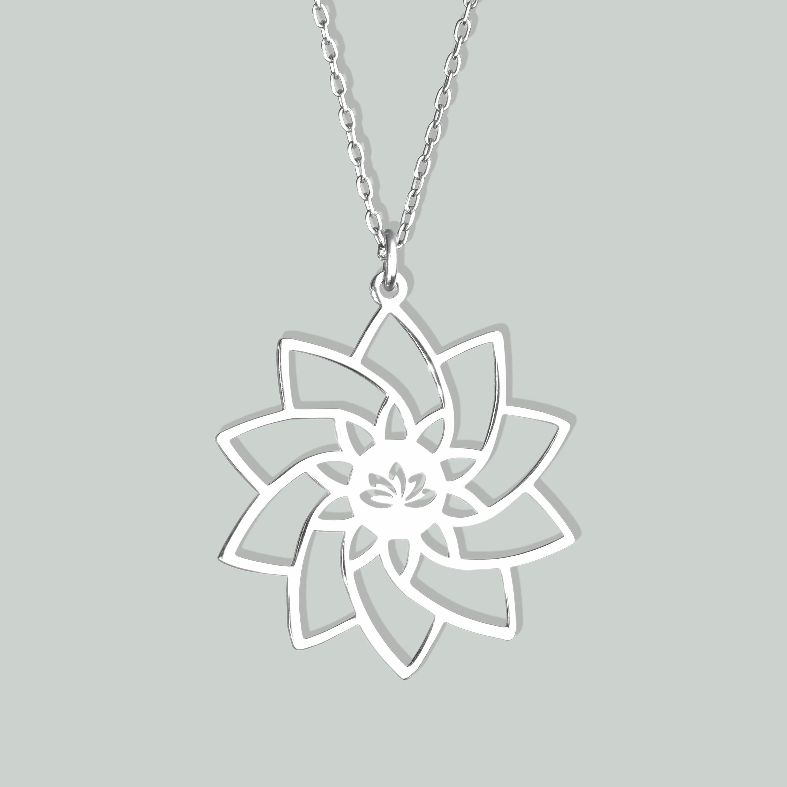 Ciondolo a forma di loto lucido in argento sterling, ciondolo Buddha, ciondolo loto in argento 925, ciondolo yoga, ciondolo meditazione per bracciale e collana - Italia