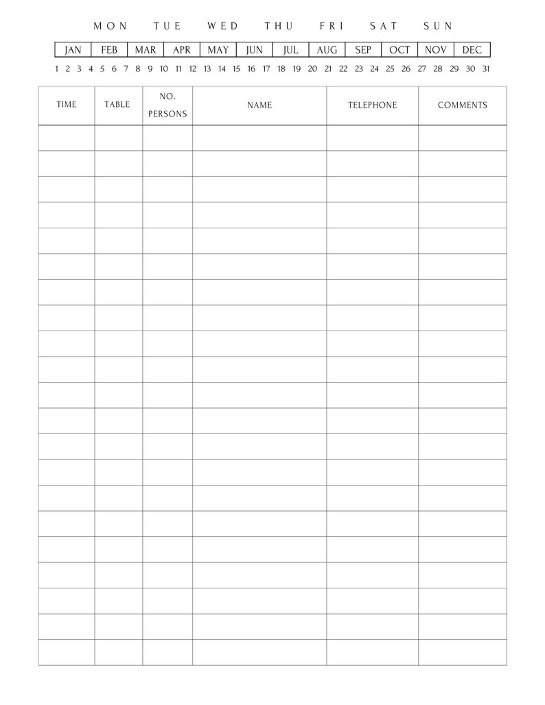 Reservation Book 2023 2025 Restaurant Reservation Planner Table Log