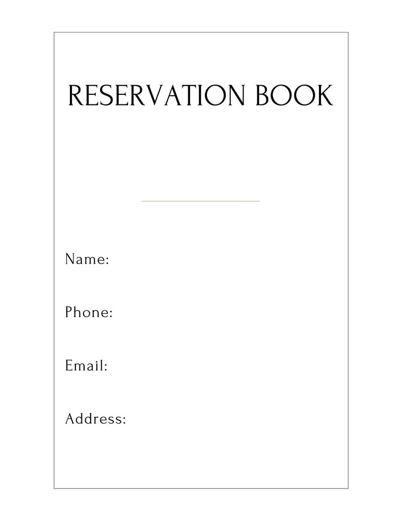 Reservation Book 2023 2025 Restaurant Reservation Planner Table Log