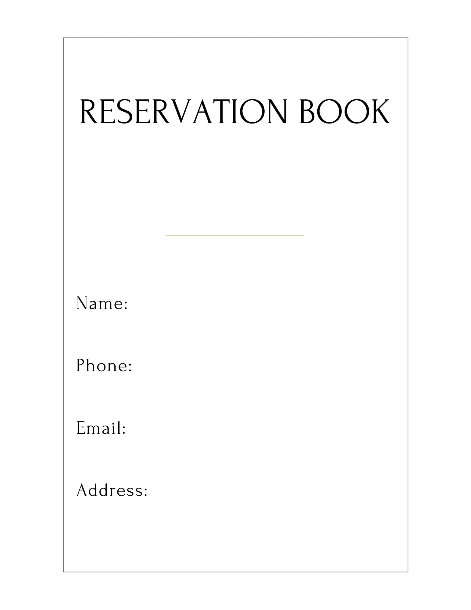 Reservation Book 2025 2025 Restaurant Reservation Planner Table Log